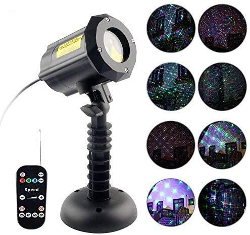 Imbeang 8 Pattern Garden Laser Light, Moving Red,Green and Blue Light with RF Remote Control and Security Lock Waterproof Outdoor Laser Christmas Light Projector for Party,House,Holiday,Halloween
