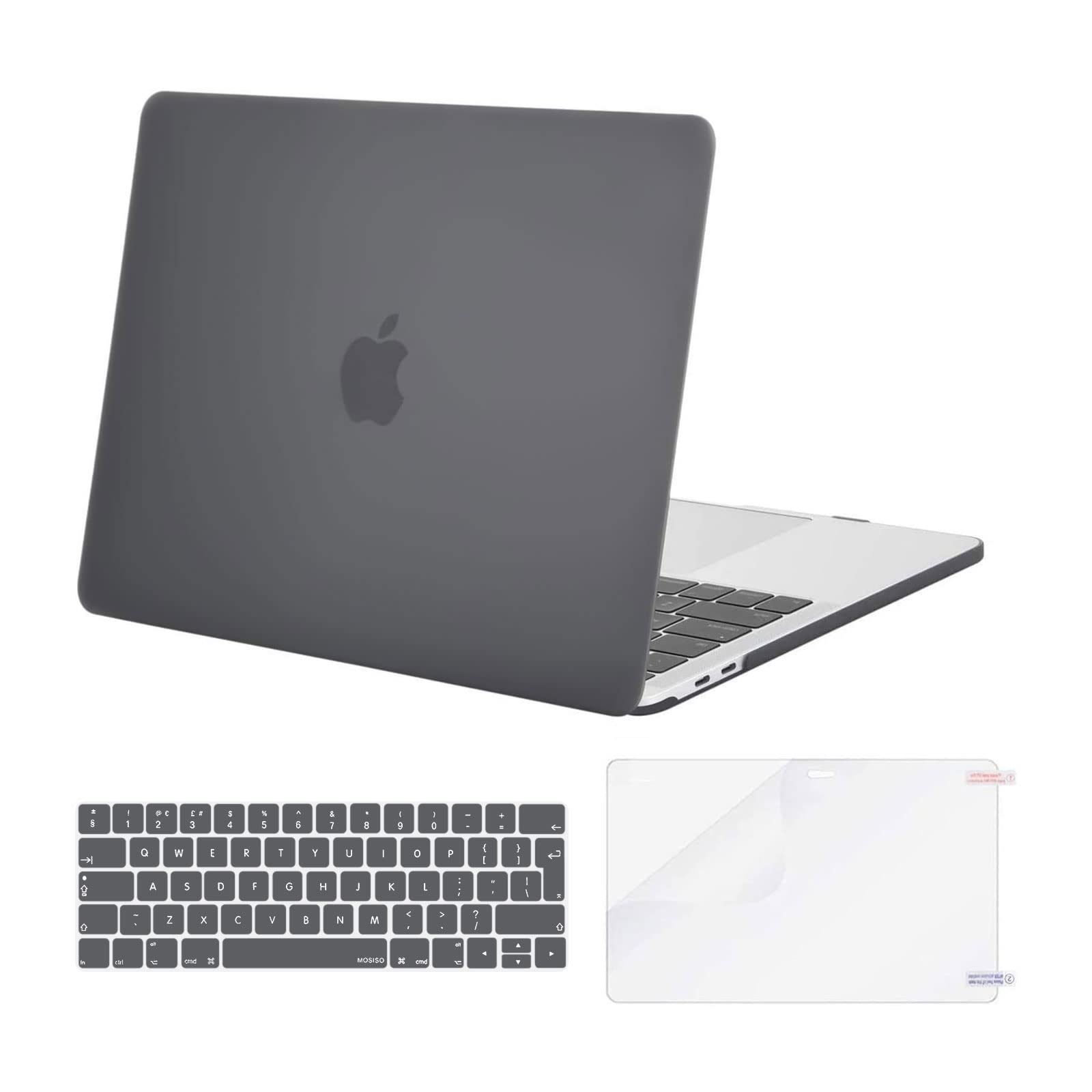 MOSISO Compatible with MacBook Pro 13 inch Case M2 M1 2026 2025 2024 2023-2016 Release A2338 A2289 A2251 A2159 A1989 A1706 A1708, Plastic Hard Shell Cover&Keyboard Skin&ScreenProtector, Gray