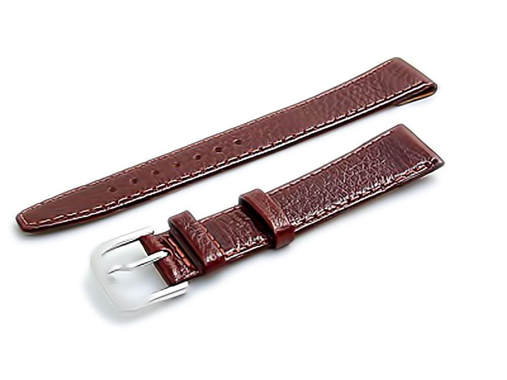 Open Ended Watch Band Strap for vintage watches. Genuine Leather 16mm Brown with Chrome (Silver