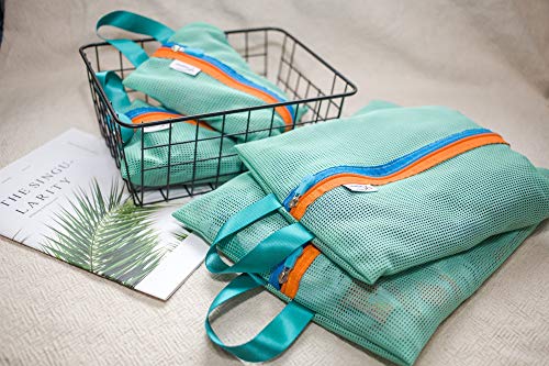 LA 4pcs Pink Travel Zip Pouch Tidy Luggage Packing Organizer Bags Case for Clothing Makeup Sundries Storage- (Mint)