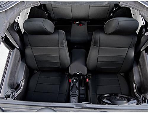 INNOCESSORIES Jeep Wrangler Neoprene Seat Covers Combo Set fit for 2011-2014 Jeep Wrangler Jk 2 Door Seat-Mounted Side Airbag Compitable Solid Black