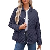 Dokotoo Women's Winter Quilted Jackets Long Sleeve Button Down Diamond Puffer Jacket Outerwear Coats with Pockets