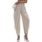 Quzzion Women Dress Casual Pants Business High Waisted Baggy Pleated Pants Elegant Palazzo Suit Work Trousers