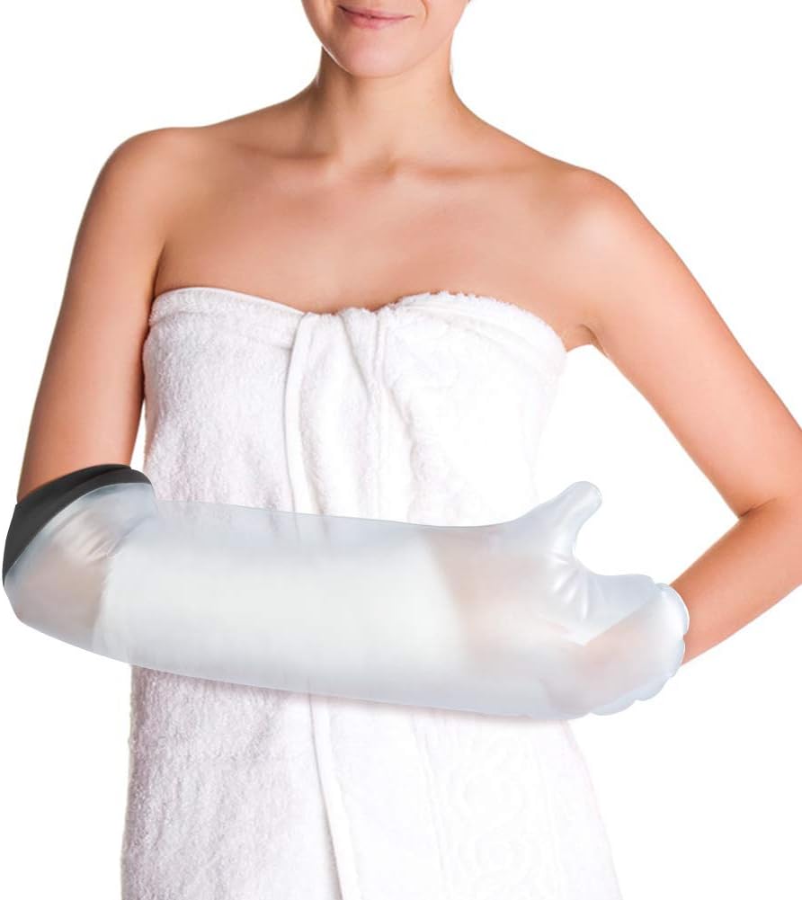 Cast Covers for Shower Arm Adult, Waterproof Cast Cover Arm and Reusable Sealed Cast Protector to Keep Wound and Bandages Dry, Fit The Finger Hand Wrist, No Mark on Skin-Short Arm Size