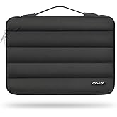 MOSISO 360 Protective 13-14 inch Laptop Case, 13.3 inch Puffy Laptop Sleeve Compatible with MacBook Air 13 13.6 M3 M2 M1/Pro 13/14, HP, Dell, ASUS, Lenovo,Polyester Horizontal Side Open Bag, Black