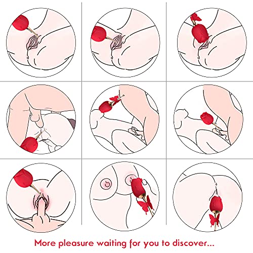 Rose Sucking Vibrator Toy with 10 Intense Suction 2 in 1 High Frequency Clit Sucker for Clitoris Nipple Stimulation G spot Clitoral Vibrator with Whirling Vibration,Adult Stimulator Sex Toys for Women