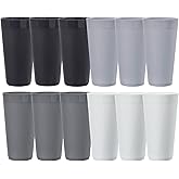 US Acrylic Newport 32 ounce Unbreakable Plastic Stackable Iced-Tea Tumblers in Grey Stone | Set of 12 Drinking Cups | Reusable, BPA-free, Made in the USA, Top-rack Dishwasher and Microwave Safe