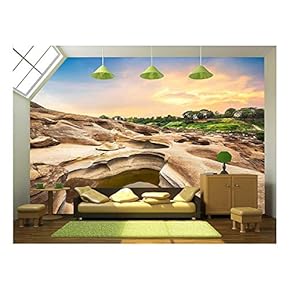 Sampanbok Natural Stone Park The Grandcanyon of Ubonratchathani Thailand - Removable Wall Mural | Self-Adhesive Large Wallpaper - 66x96 inches