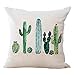 Qinqingo Tropical Succulent Plants Cactus Decorative Cushion Cover Cotton Linen Square Throw Pillow Covers Sofa Car Decoration 18 x 18 Inches (SC02)