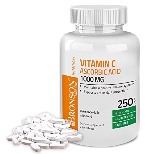 Bronson Vitamin C 1000 mg Premium NonGMO Ascorbic Acid, 250 Tablets