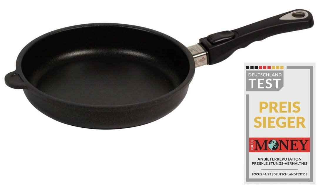 AMT Gastroguss Lotan® AMZN-524-Z20B Frying Pan Diameter 24 cm Height 5 cm Removable Handle Not Suitable for Induction Cookers Non-Stick Coating Cast Aluminium