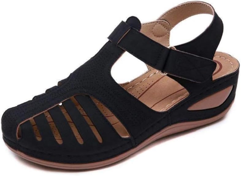LADIES WOMENS VELCRO COMFORT WIDE CASUAL WALKING FLAT SUMMER SANDALS SHOES SIZE | eBay