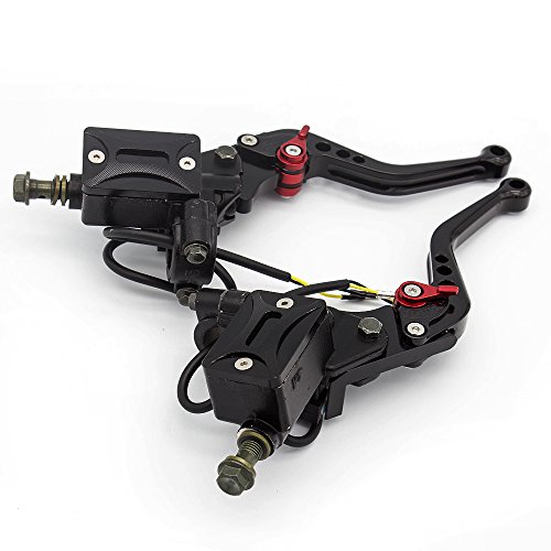 PROCNC 7/8" 22mm Universal Adjustable Double Master Cylinder Reservoir Hydraulic Brake Clutch Levers Set fit 50CC-300CC Street Motorcycle Scooter Kawasaki Yamaha Honda Suzuki KTM BMW