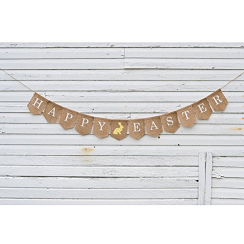 TissueDeep HAPPY EASTER Jute Cloth Hanging Buntings Banner String Party Flag Decorative Banner â€¦