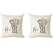 TOOL GADGET Cute Elephant Throw Pillow Covers, 2 Packs Throw Pillowcases, a Very Cute Gift, 18 x 18