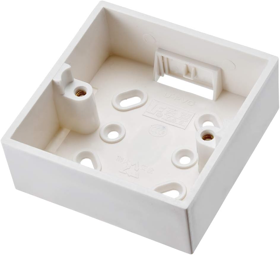 sourcing map Surface Mount Wall Switch Socket Box Outlet Single Gang 86 Type White, 86 Type 33mm Depth, 1pcs