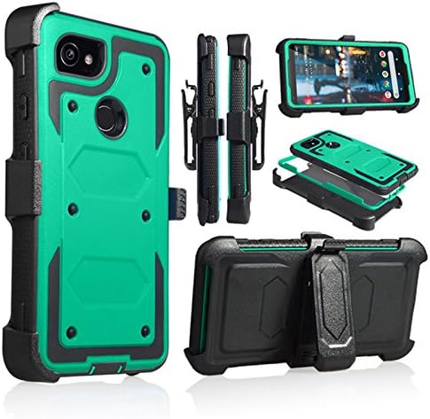 For Google Pixel 2 XL 6.0" Full Body Rugged Holster Explorer Armor Case with Built in Screen Protector (Teal)