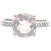 Natural 2ct Pink Rose Quartz 925 Sterling Silver Engagement Ring Size 5, 6, 7, 8, 9