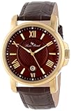 Lucien Piccard Men's LP-12358-YG-04 Cilindro Brown Textured Dial Brown Leather Watch
