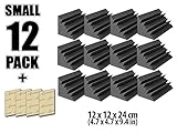 Arrowzoom New 12 Pack of 4.7 in X 4.7 in X 9.4 in Black Soundproofing Insulation Bass Trap Acoustic Wall Foam Padding Studio Foam Tiles AZ1133 (BLACK)