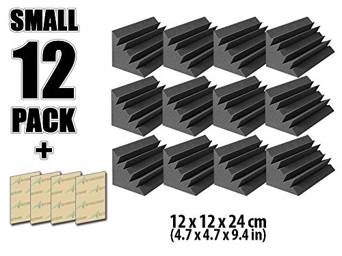 Arrowzoom New 12 Pack of 4.7 in X 4.7 in X 9.4 in Black Soundproofing Insulation Bass Trap Acoustic Wall Foam Padding Studio Foam Tiles AZ1133 (BLACK)