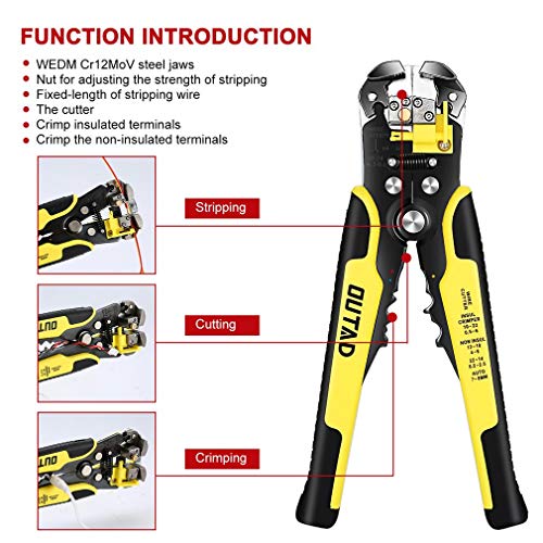 OUTAD Wire Crimpers and Wire Strippers Tool Kit, 3 in 1 Automatic Self-adjusting, Professional Insulated Ratcheting Terminals Connectors Crimping Set (Stripper 10-24AWG), 2-Piece - Thumbnail 2