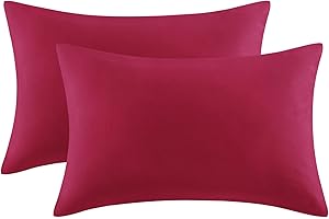 Aisbo Queen Size Pillow Cases Set of 2 - Red Queen Pillowcase 2 Pack with Envelope Closure, Soft Brushed Microfiber Bed Pillow Case Cover, 20x30 inches
