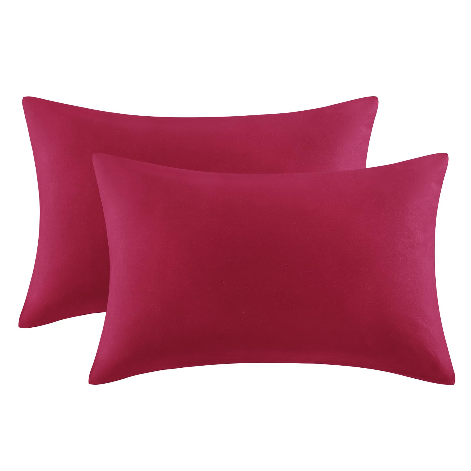 Aisbo Red Pillow Cases 2 Pack - Red Standard Plain Pillowcases Set of 2, Soft Microfiber Pillow Cover with Envelope Closure 50x75 cm