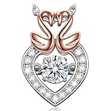 Dancing Heart One Life One Love 925 Sterling Silver Rose Gold Pendant Necklace AAA CZ Swarovski Diamond Gemstone Jewelry for Women Christmas Gifts For Her Birthday Anniversary Gifts For Wife Mom