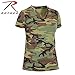 Rothco Womens Long Length Camo V-Neck T-Shirt, Woodland Camo - 2XL