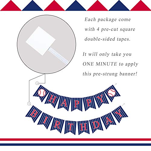 Baseball Happy Birthday Banner | Pre-Strung Bday Sign Party Decoration