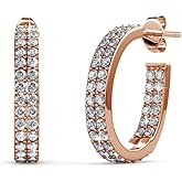 Cate & Chloe Grace 18k White Gold 19mm Silver Hoop Earrings with Round Cut Simulated Diamond Crystals, Lightweight Hypoallergenic Jewelry for Women, Gift for Her