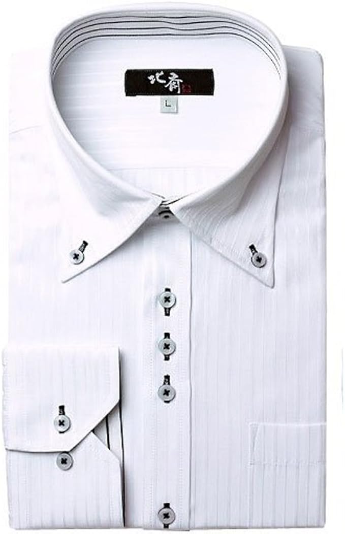 Amazon ホクサイ 北斎 襟高ビジネスワイシャツ 形態安定 2枚以上購入でネクタイ1本プレゼント スマートタイプ ドゥエボットーニ ボタンダウン Hd1 M39 84 シャツ 通販