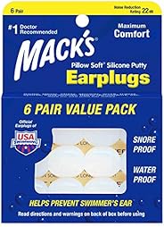 Mack's Pillow Soft Silicone Earplugs - 6 Pair, Value Pack – The Original Moldable Silicone Putty Ear Plugs