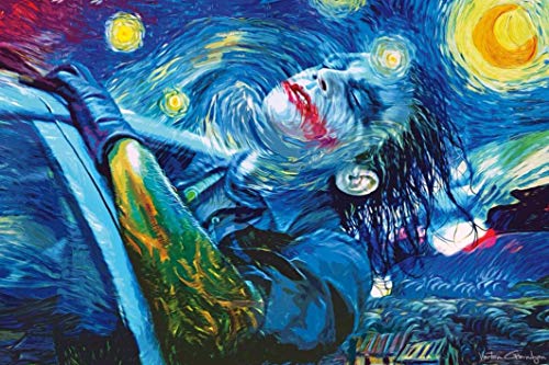 No Frame Starry Night Joker Abstract Oil Painting Printed Poster,Modern Comics Poster Picture for Wall Decoration Poster Frameless Gift 12&amp;quot;x