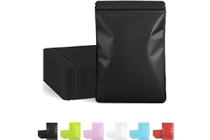 FireKylin 100 Pack Resealable Packaging Bags for Small Business Double-Sided Color Smell Proof Bags for Food Storage Flat Bags (Black, 4" x 6")