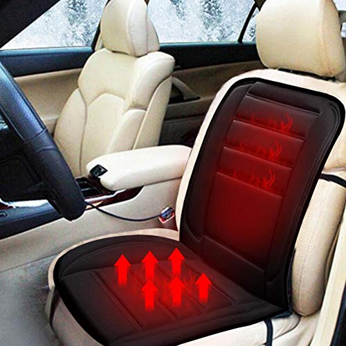 Universal 12V Heated Car Seat Cushion with Temperature Controller, Winter Car Seat Warmer Cover Heating Pad 12V Plug's Into Cigarette Lighter Nonslip for Cold Weather and Winter Driving