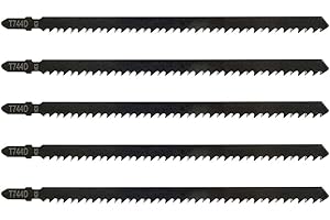 5Pcs T-Shank Jigsaw Blades, 7Inch T744D Jig Saw Blades Set Fast Straight Cutting Blades for Quick Cutting Wood, Hardwood, Ply