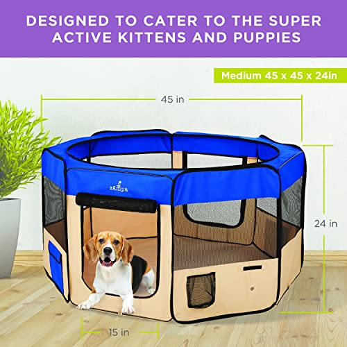 Zampa Dog Playpen Medium 45"x45"x24" Pop Up Portable Playpen for Dogs
