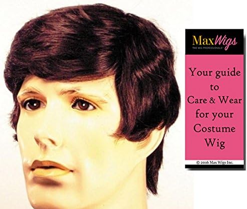 Bundle 2 items: Men's Straight Wig Everyday Generic Man Clown Color Side Part Lacey Wigs - Color Light Brown Grey, MaxWigs Costume Wig Care Guide