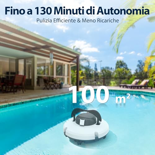 (2026 New) S1 Above Ground Pool Robot, Dual Drive Battery, 130 Min Autonomy for Above Ground Pools 120 m², Exceeds 18° Incline, Quick Drainage, Automatic Parking