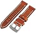 Tech Swiss Watch Band Thick Leather Like Original Heavy Buckle Tan Brown White Stitching 22mm