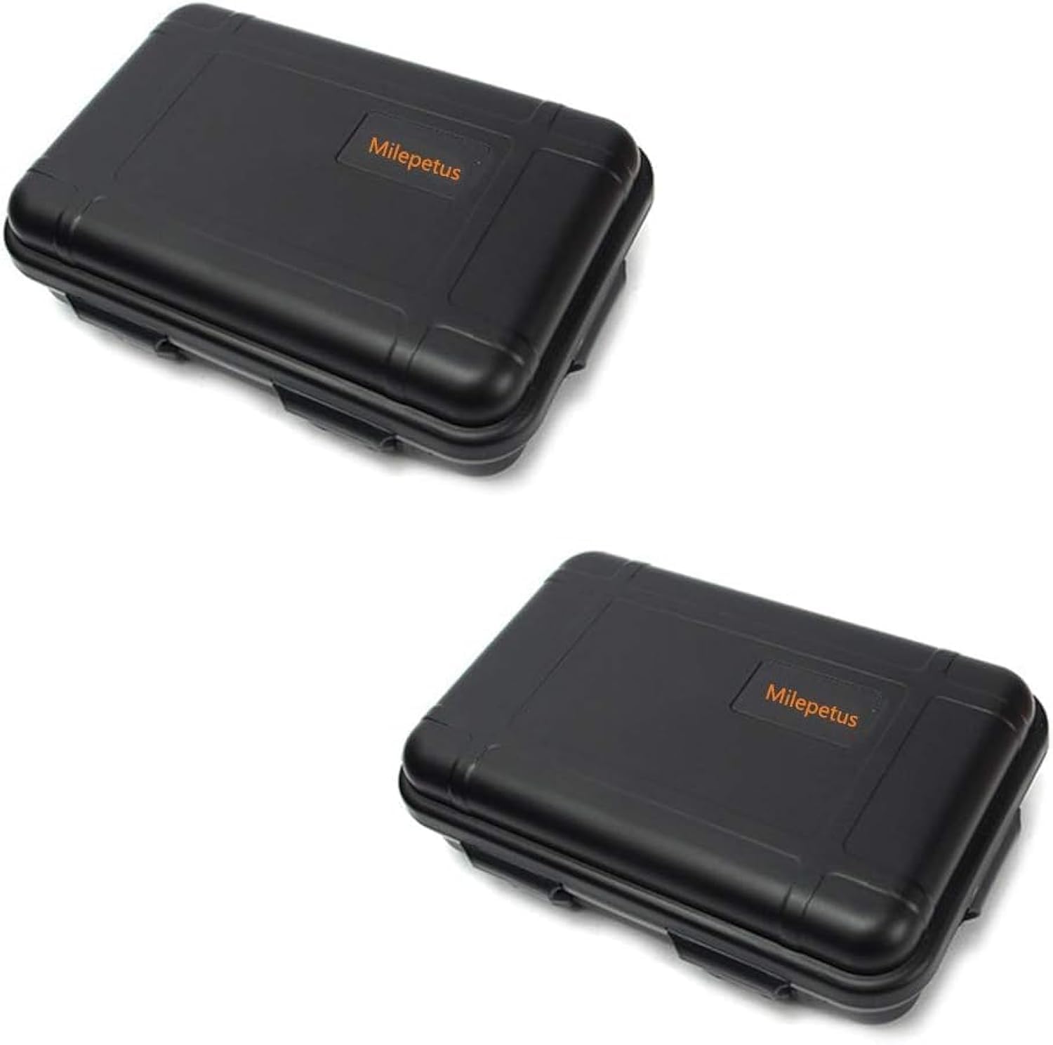 Milepetus 2pcs Large Outdoor Shockproof Waterproof Boxes Survival Airtight Case Plastic Survival Box Container Storage Case (Black, Small)