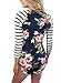 Dearlovers Women Crew Neck 3/4 Sleeve Floral Casual Top Shirts XX-Large Size Navy