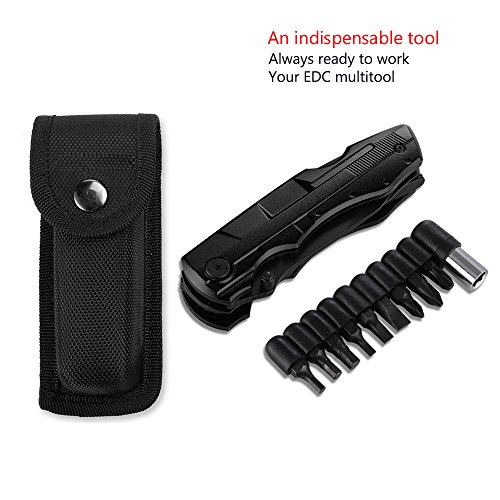 Multitool Pocket Knife 5-in-1 Black Oxide Stainless Steel Multi-Purpose Folding Knives Keychain Plier Kit for Outdoor Survival, Camping, Fishing, Hunting, Hiking