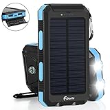 Solar Charger 20000mAh Power Bank, Portable Charger Solar Phone Charger with 2 USB Port 2 LED Light External Battery Pack for Emergency Travelling Camping, iPhone Android Cellphone Charging (Blue)