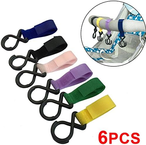 6 Pack of Multi Purpose Stroller Clips Hooks, Hanger for Baby Diaper Bags, Purse, Groceries, Clothing, Shopping Bags