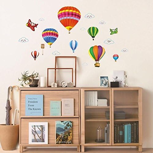 Removable 3D Hot Air Balloon Aircraft Wall Decals Removable Wall Decor Decorative Painting Supplies & Wall Treatments Stickers for Girls Kids Living Room Bedroom Office