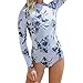 ZAY Women's Printed Long Sleeve UV Protection Rash Guard Swimsuit Beachwear