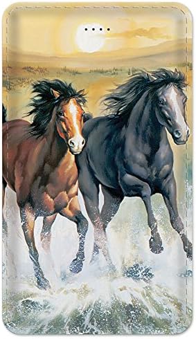 Amped 5000 Portable Power Bank 5000 mAh External Battery Charger, Ultra Slim Design with 2 USB Ports for iPhone7 Plus 6s 6 Plus, iPad, Galaxy and More - Horses Running